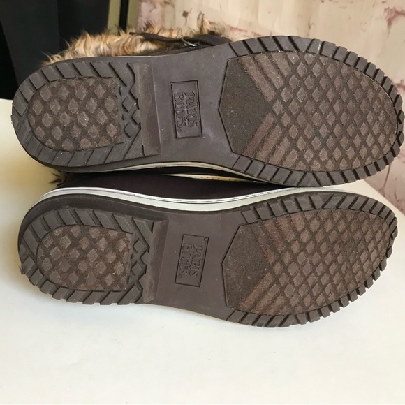 PARIS BLUES Fierce Faux Leather Faux Fur Lined Brown Lace Up Duck Boots Size 8 - Picture 9 of 15